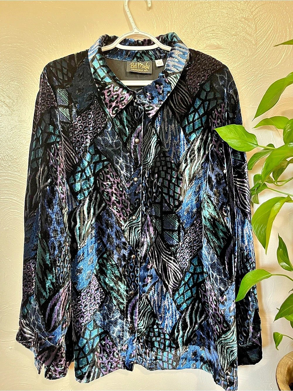 Bob Mackie Abstract Print Button Down Shirt Size 2X Like New